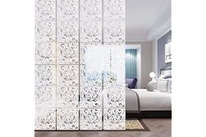 uyoyous Hanging Room Divider 24Pcs Solid Board Screen Panels PVC Home Screen Panel Room Partition White For Home Hotel Living room Bedroom Sitting-room Decoration