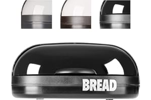 KADAX Spazioso pane scatola di plastica, 37 x 20 x 16 cm,contenitore di pane moderno con coperchio a rulli,freschezza più lunga del pane,scatola del pane a rulli con lembo anteriore, scatola del pane (nero)