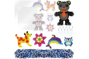 AUAUY 4000PCS Fuse Beads Keychain Kit, 5mm Iron Beads Set for Kids, DIY Art Craft Toys Iron Beads, with Drawing, Template, Ironing Paper, Keychain, Clip, Christmas Birthday Gift for Boys and Girls