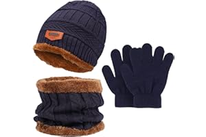 Makone 3 Pack de Punto de Felpa Sombrero de Invierno Casquillo Caliente del Sombrero de Lana de Punto Beanie con Large Cap Pom Pom