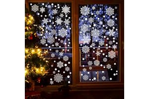 sulanmo 248PCS Stickers Noel Fenetre de Flocon de Neige, Noël Autocollant Fenêtre Statique PVC, Decoration de Noël Hiver pour Fenetre Vitre Intérieur Magasin