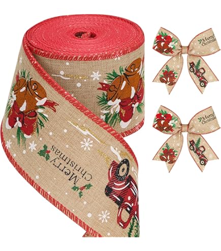 2 Rotoli Di Nastro Di Juta A Quadri Rosso E Nero - Lunghezza 5m X Larghezza 5cm - Per Decorazioni Natalizie E Pacchi Regalo Fai Da Te - 2