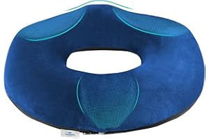 TheComfortZone Donut Cushion For Coccyx & Tailbone Pain Pressure Relief | Memory Foam Orthopedic Doughnut Seat Cushion for office chair | Hemorrhoid, Pregnancy Post Natal, Surgery, Sciatica (Blue)