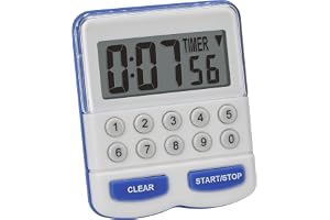 TFA Dostmann elektronisk timer och stoppur, 38 2010, digital tidsmätare kökstimer, vit/blå, L 64 x B 25 (40) x H 76 mm