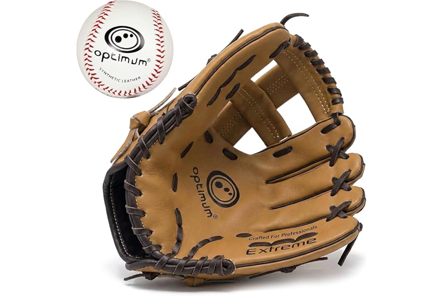 Optimum Extreme Baseball Glove – Left-Hand Catcher, Right-Hand Throw, Deep Pocket, Cushioned Palm, Durable Vinyl & PU Lining – Junior & Senior Sizes