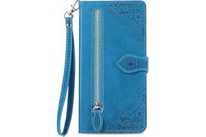 NEXCURIO Funda Tipo Cartera Libro para Samsung Galaxy A54 5G Carcasa Protectora Cuero Flip Cover Case con Tarjetero Cordón Soporte Plegable Mujer Flores - Azul