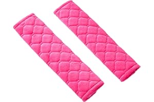 lydnkim Seat Belt Pads 2 Pack – Soft Padded Strap Covers for Car, Pram, Backpack & More - Comfort Shoulder Harness Pads Ideal for Adults, Kids, Baby Seats - Easy Hook & Loop Closure (Pink)