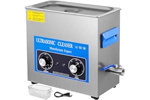 VEVOR Limpiador Ultrasónico 6L, 180 W Limpiador Ultrasónico Profesional con Calentador Ajustable Máquina de Limpieza Ultrasónica con 2 Perillas Potente Frecuencia 40 kHz para Joyas, Reloj y Gafas