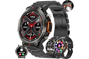 ZPIMY Smartwatche Mężczyźni z Funkcje Telefonu Bluetooth, Sportowy Smartwatch 1,45 Cala ze 123 trybami Sportowymi, Pochodnia, Pomiarem Tętna, Odtwarzaczem Muzycznym, Wodoodpornością IP68 dla Android iOS