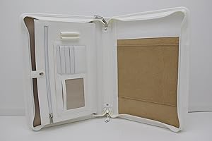 Noda Portfolio aus Kunstleder, A4, Konferenzmappe A4, Business-Organizer, Schreibmappe, Leder-Padfolio (weiß)