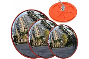 ROYALSWILL Safety Mirror, 45cm Convex Mirror for Driveway, Unbreakable 130 Degree Wide Angle Blind Spot Mirror Traffic Mirror Convex Road Safety Mirror with Wall Bracket Screws for Road Safety Garage