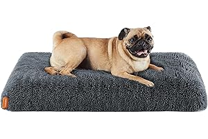 Feandrea PGW211G02 Legowisko dla psa, ortopedyczne, wyściełane pianką z wypustkami, poszewka zdejmowana i nadająca się do prania, rozmiar XL, dla małych i średnich psów, 80 x 50 x 8 cm, ciemnoszary