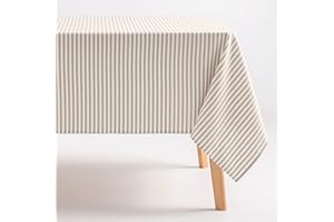 GAMUSI Mantel Antimanchas Rectangular Tela algodón Impermeable Rayas Lino, 160x240 cm