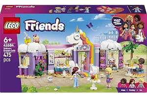 LEGO Friends Enhörningsdrömkafé 42684 | Leksak för barn från 6 år, byggset med 3 minidockor, låtsaslekar med regnbågs- och en