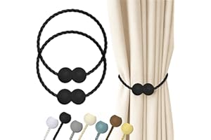 Hion Magnetische Vorhang Raffhalter Schwarz 2 Stück, Vorhang Raffhalter Schnallen Holdbacks Halter Haken Clip für Zuhause Schlafzimmer Büro Dekorativer Vorhang