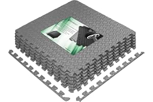 DOOHALO Puzzle Exercise Mat,Protective Gym Flooring Mat 60.5cmx 60.5cm,Non Slip Rubber Floor Cushions,EVA Interlocking Foam Tiles Mats,for Home Fitness,Sport,Yoga,Workout