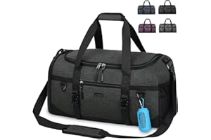 Lubardy Sac de Sport Homme Femme 40L Sac de Voyage Imperméable Grande Capacité avec Serviette Sport et Compartiment à Chaussures Sac Bandoulière Gym Weekend Yoga Fitness Noir