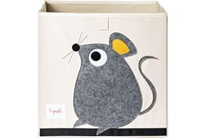 3 Sprouts Cube Storage Box - Organiser Container for Kids & Toddlers - Mouse