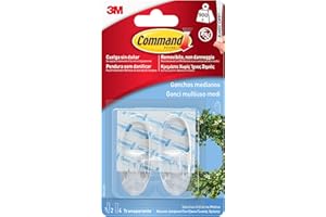 Command Ganchos Transparentes Medianos de Navidad – 2 Ganchos y 4 Tiras Adhesivas – Para Colgar Luces y Otros Adornos Sin Dejar Marcas y Sin Taladrar, Hasta 900g