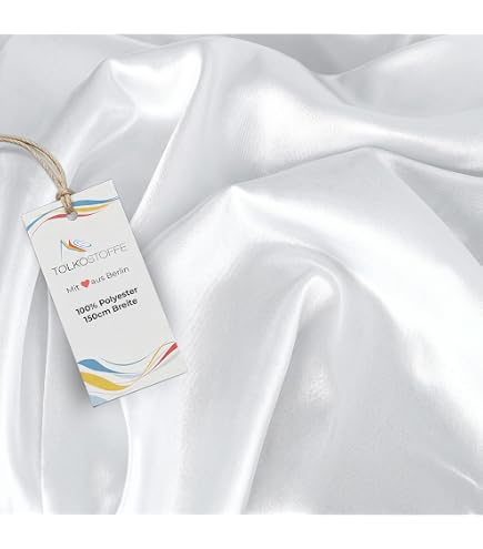 Mako Satin Stoff Weiß – Baumwollstoff Meterware 280 cm breit – feiner Uni Satin aus 100% Baumwolle – glatt, leicht & pflegeleicht Küche, Haushalt & Wohnen