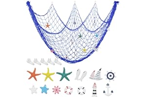 JINTANG Fischernetz Dekoration,100 x 200 cm dekoratives fischernetz,nautische partydekorationen,fotowandbehang,Dekoration mediterranen Stil fischernetze für Zimmer,Hochzeit,fotografieren(15 PCS)