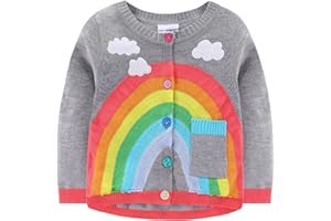 Mud Kingdom Little Girls Cardigan Sweaters Cute Rainbow and Clouds