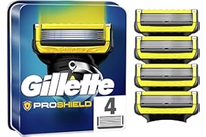 Gillette Fusion 5 ProShield Lamette di Ricambio per Rasoio di Sicurezza Uomo, Confezione da 4 Ricambi con 5 Lame, Con Micropettine per I peli più corti