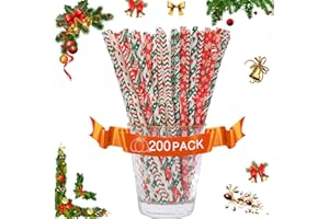 GVIVEJ Cannucce di carta colorata, 200 cannucce natalizie adatte per feste, compleanni, matrimoni