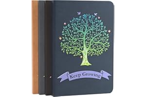 Farfume Confezione da 4 quaderni A5 a righe - Diario A5 Premium Tree of Life, 21 cm x 14,5 cm con copertina rigida in ecopelle, carta spessa 100 gsm 180°