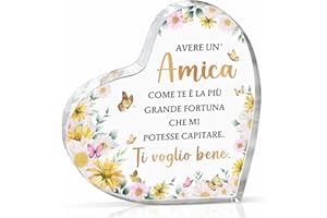 Gleevara Regalo Amica, Regalo Migliore Amica Compleanno, Ornamenti in Acrilico a Forma di Cuore, Regalo per Amica, Regalo Natale Amica, Idee Regalo Amica