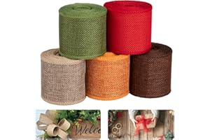 COCHIE Dekoband Geschenkband Baumband Breit Leinenband Stoffband Sackleinen Band Dekobänder Jute Deko Floristenband Juteband Juteschnur Gewebeband (5 Rollen)