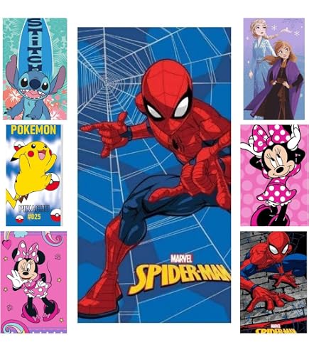 Serviette Spiderman Home Sketches Enfant – 70x120 Cm, 100% Coton Velours, Ultra-Absorbante – Bleu/Rouge – Certifiée OEKO-TEX