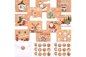 ALLLEEGAY Tarjetas de Navidad, 24 Piezas Navidad Tarjeta de Felicitación, Tarjetas de Navidad con Sobres, Tarjetas Navidad Pack 24 Pegatinas Navideñas,Tarjetas de Felicitación en Blanco para Saludos Familiares