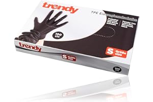 Bock op Kölle 100x TPE Einweghandschuhe schwarz S-XL Puderfrei & Latexfrei Einmalhandschuhe (S)