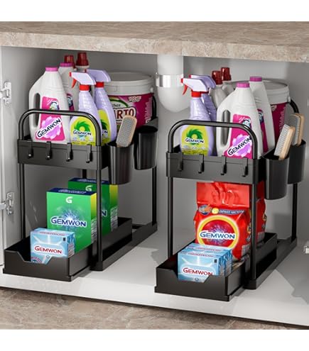 Keukenkastorganizer, 2-laags Plank Onder De Gootsteen Met 4 Haken En 2 Kopjes Opbergruimte Onder De Gootsteen Uittrekbare Mand Onder De Kastvloer Zwart Keukenkastorganizer, 2-laags Plank Onder De Gootsteen Met 4 Haken En 2 Kopjes Opbergruimte Onder De Gootsteen Uittrekbare Mand Onder De Kastvloer Zwart