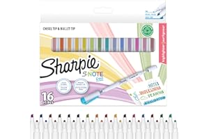 Sharpie S-Note Duo Highlighters | Dual Ended Pastel Creative Markers | Bullet & Chisel Tip for HighlightingDrawingJournaling & More | 16 Count