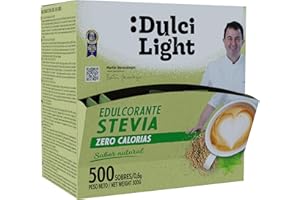 Édulcorant Stévia en 500 Sachets DulciLight Zero | Substitut de sucre 100% Naturel 0 % de Calories | Sucre Stevia Granulé | 1gr = 10gr de sucre | Sans aspartame ni conservateur