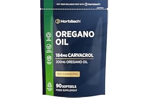 HORBÄACH Oregano Oil Capsules 200mg | High Carvacrol 184mg (92% Carvacrol) | Naturally Sourced Essential Oil of Oregano | 90 Softgels | by Horbaach