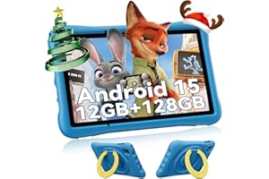 OSCAL Kids Tablet 10 Inch, Android 15 Tablet for Kids 3-12 Years, Octa-Core, 12GB RAM, 128GB ROM/512G TF, 5100mAh, Eye-Friendly HD, Parental Control, Kid-Proof Case, 5G WiFi, Great Gift for Child,Blue