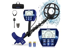 OMMO Metal Detector for Adults Professional, Large Backlit LCD Display, High Accuracy Metal Detector, 4 Modes, Battery Reminder, Adjustable Bright & SENS, 27.5''-49'' Adjustable Stem, Waterproof Coil