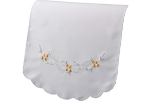 Classic Home Store Traditional Floral Chair Back Embroidered Flower Antimaccasar Scalloped Furniture Protector (Yellow)