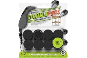 Slipstick GorillaPads CB147 Non Slip Furniture Pads/Gripper Feet (Set of 16) Self Adhesive Rubber Floor Protectors, 25mm Round, Black