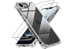 Tentoki 3 in 1 für panzerglas und hülle iPhone 16e 2025 [Nie Vergilbung] schutzfolie TPU handyhülle Schlanke Stoßfeste Anti Kratzt Transparent Case