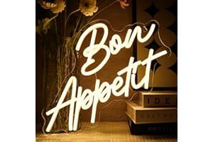 OYCGZV Bon Appetit Neon Schild Warm White Led Neon Schild Wand Buchstaben Neon Sign Guter Appetit Led Schild für Küche Snack-Bar Wohn-Esszimmer Brunch Party Home Store Geschenke für Freunde