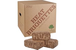 GWERNYFED WOOD Eco Heat Logs RUF Briquettes – 20kg (24 Briquettes) Wood burners & Stoves Fires- Eco Friendly Compressed Wood Fire Bricks Made in Wales. Up to 3 Hr burn time (1 x 20kg Pack)