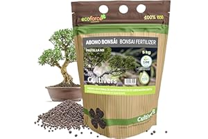 CULTIVERS Abono Bonsái Ecológico 5 kg Fertilizante granulado de Origen Vegetal 100% Orgánico y Natural de Liberación Lenta y Controlada con NPK 8-1-5+74% M.O y Ácidos Húmicos Crecimiento Controlado
