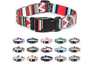 Mercano Collier pour Chien, Collier Classique en Nylon Réglable, Fleur, Océan, Forêt, Tribal Design, Tournesol, Flora, Léopard, pour Petits, Moyens et Grands Chiens (S, Tribal Rouge)