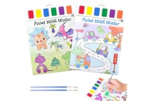Duemste Magic Water Colouring Book - 2 Pack with 16 Pages and 2 Brushes for Kids 2-6 Years, Set B