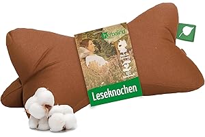 Herbalind Leseknochen Nackenrolle Nackenkissen Lesekissen als Tabletkissen - 40 x 18 cm Dekokissen Stützkissen Buchkissen Buchstütze - 100% Baumwolle, universelles Buch Tablet Kissen - Canvas Senf
