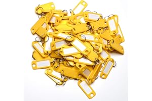 van den Heuvel Schlüsselanhänger gelb | 100 Schlüsselanhänger Rohlinge zur Beschriftung | Schlüsselschild mit Ring zum Beschriften und Auswechseln | extra stabile Schlüssel Beschriftungsschilder